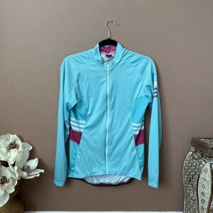 Stylish Long Sleeve Aqua and Magenta Top
